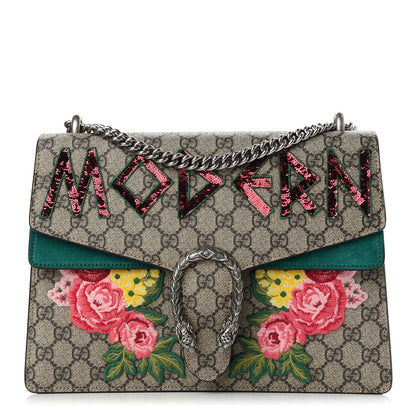 Gucci GG Supreme Monogram Embroidered Medium Dionysus Shoulder Bag Emerald 1 of 9