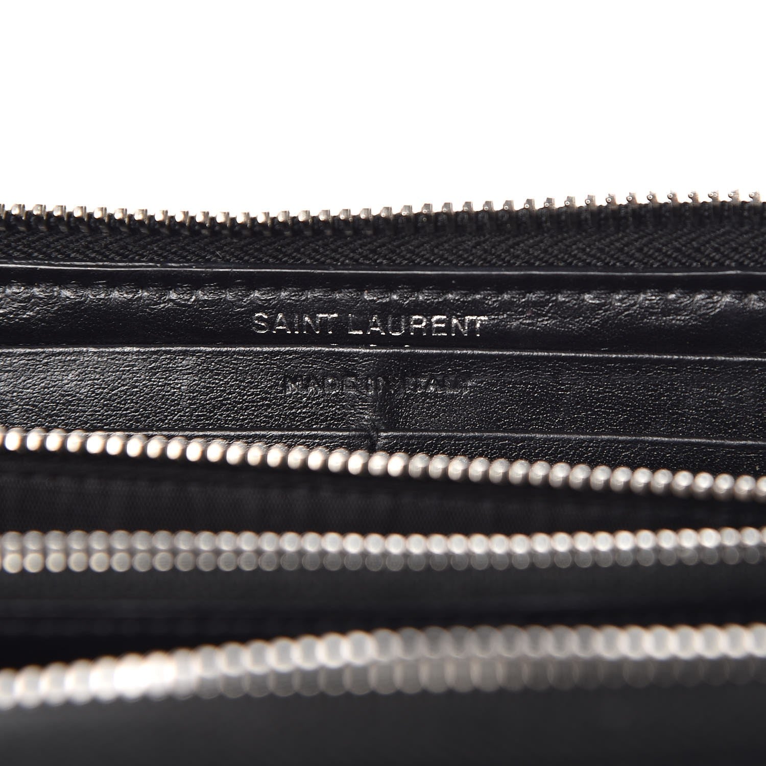 Saint Laurent Calfskin Crocodile Embossed Monogram Zip Around Wallet Black 6 of 8