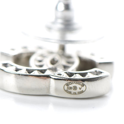 Chanel Baguette Crystal CC Earrings Silver Grey 4 of 5