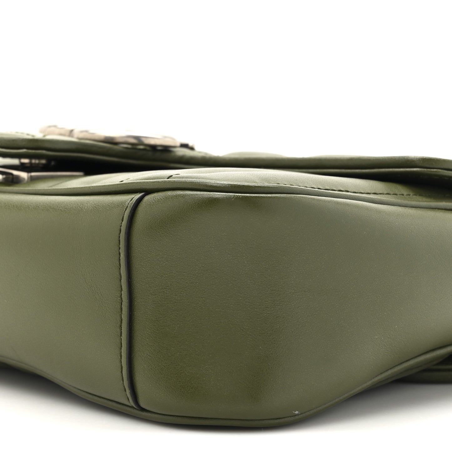 Calfskin Matelasse Aria Small GG Marmont Shoulder Bag Military Wood