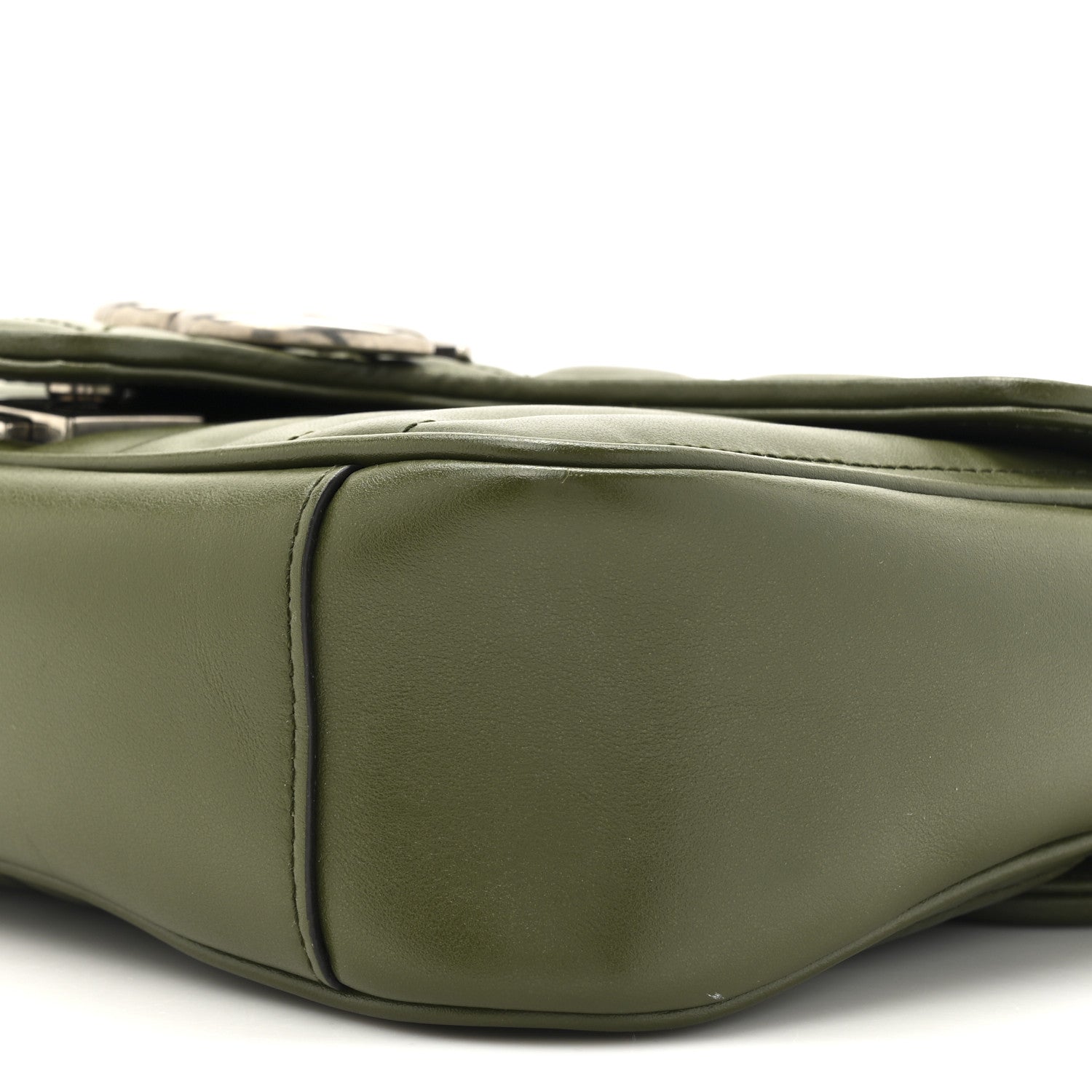 Gucci Calfskin Matelasse Aria Small GG Marmont Shoulder Bag Military Wood 9 of 11