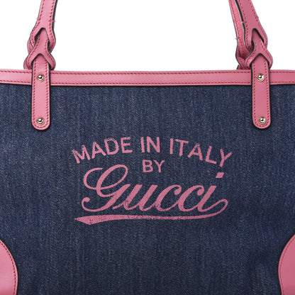 Gucci Denim Calfskin Denim Tote Pink 12 of 12