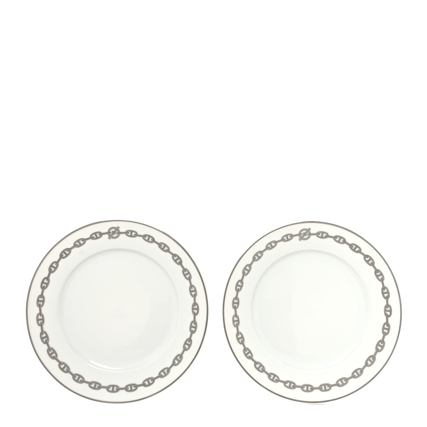 Porcelain Chaine d'Ancre Platinum Dinner Plate Set of 2