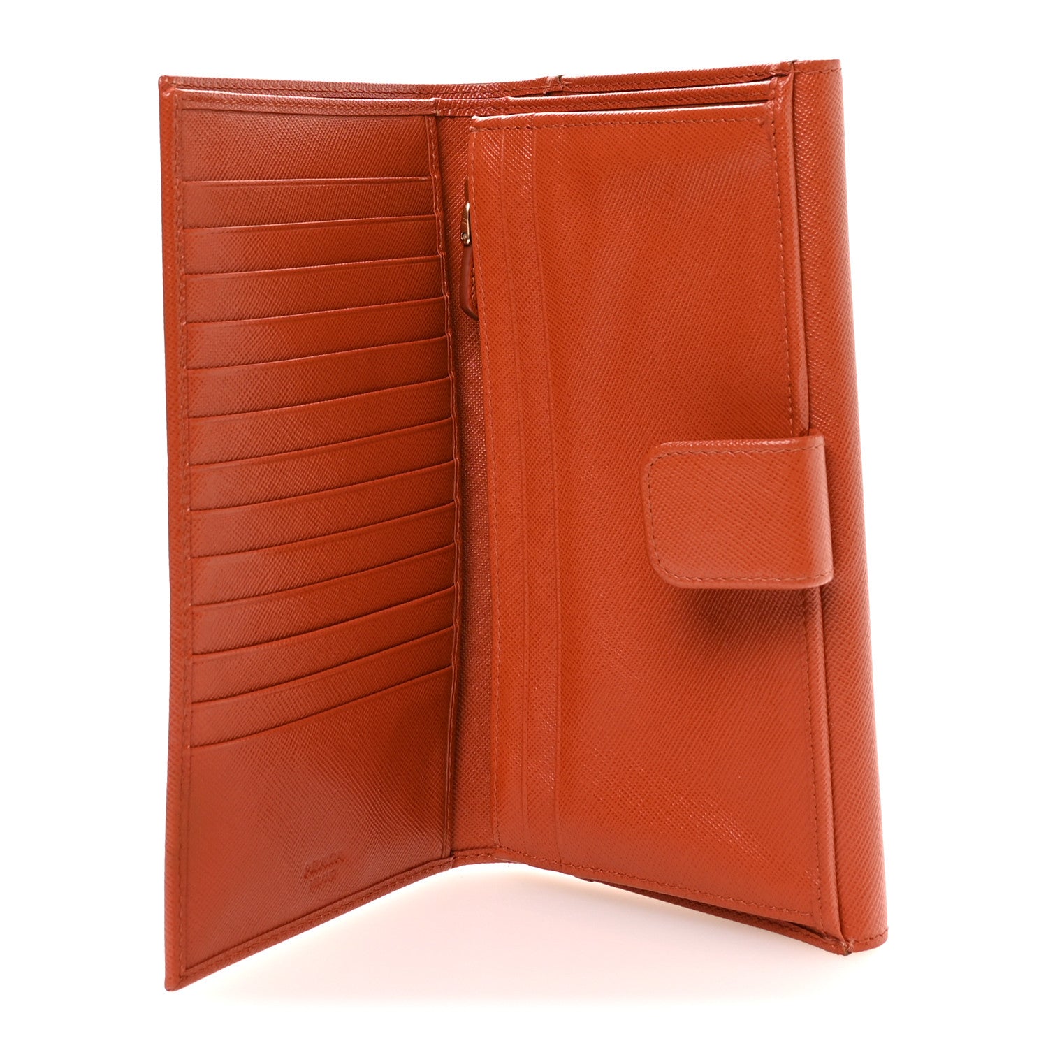 Prada Saffiano Metal Continental Flap Travel Wallet Rame 5 of 8