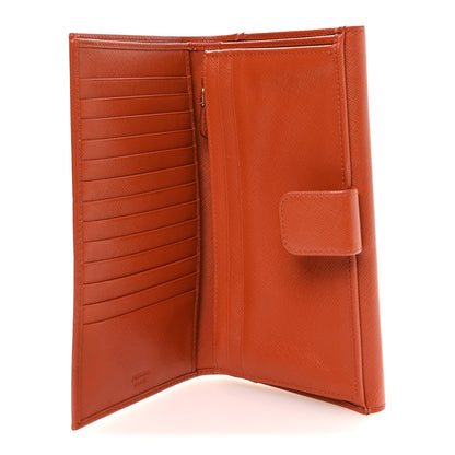 Prada Saffiano Metal Continental Flap Travel Wallet Rame 5 of 8