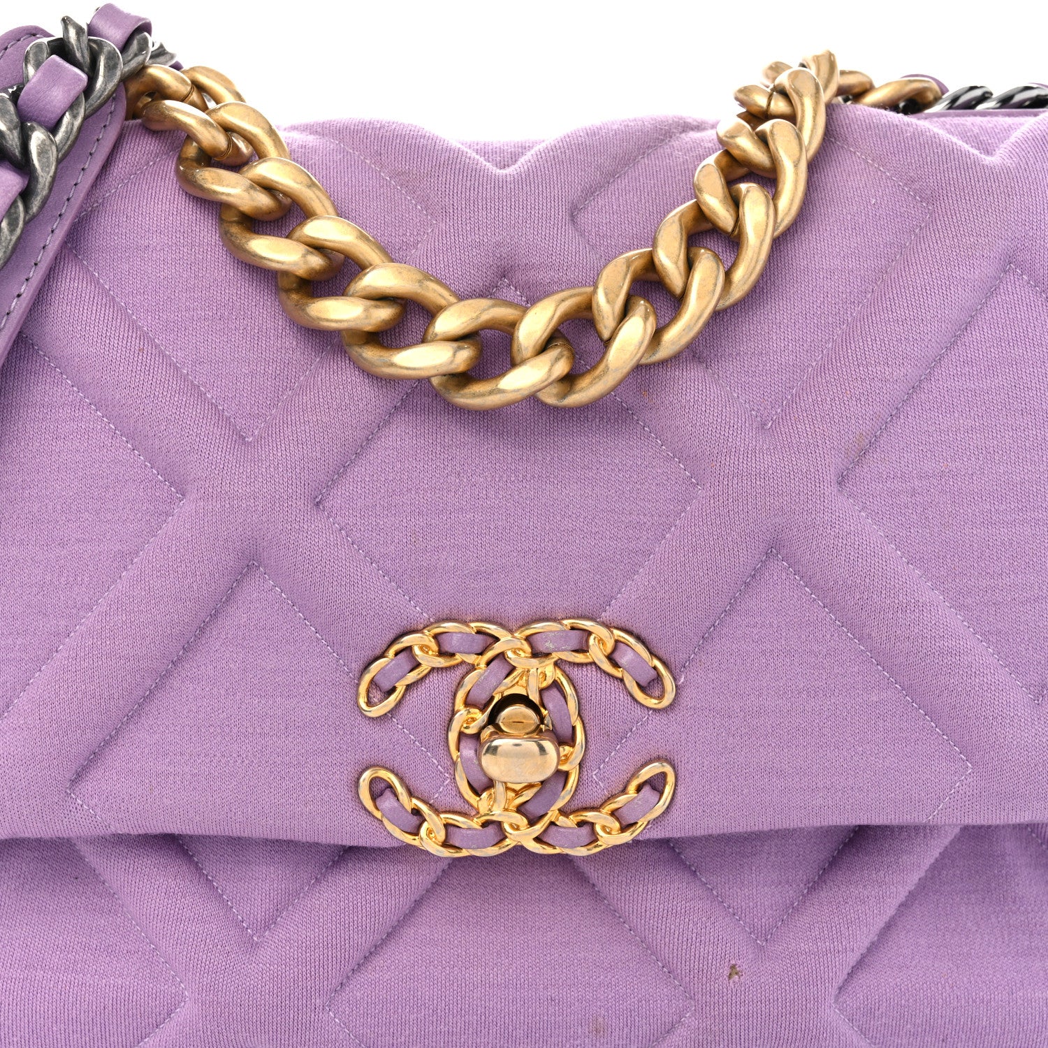 Chanel Jersey Lambskin Quilted Medium Chanel 19 Light Flap Purple 8 of 11