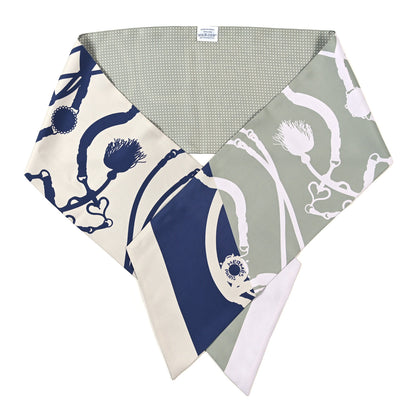 Hermes Silk Festival des Amazones Tattoo à Pois Maxi Twilly Vert Bleu 1 of 6