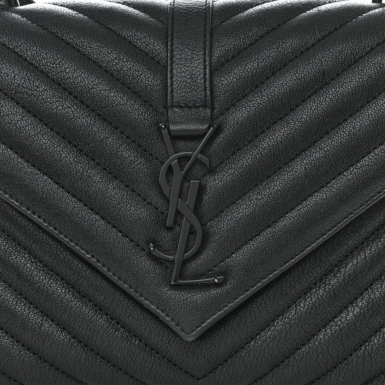 Saint Laurent Sheepskin Matelasse Chevron Monogram Monochrome Medium College Bag Black 7 of 9