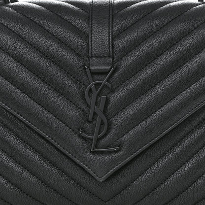 Saint Laurent Sheepskin Matelasse Chevron Monogram Monochrome Medium College Bag Black 7 of 9