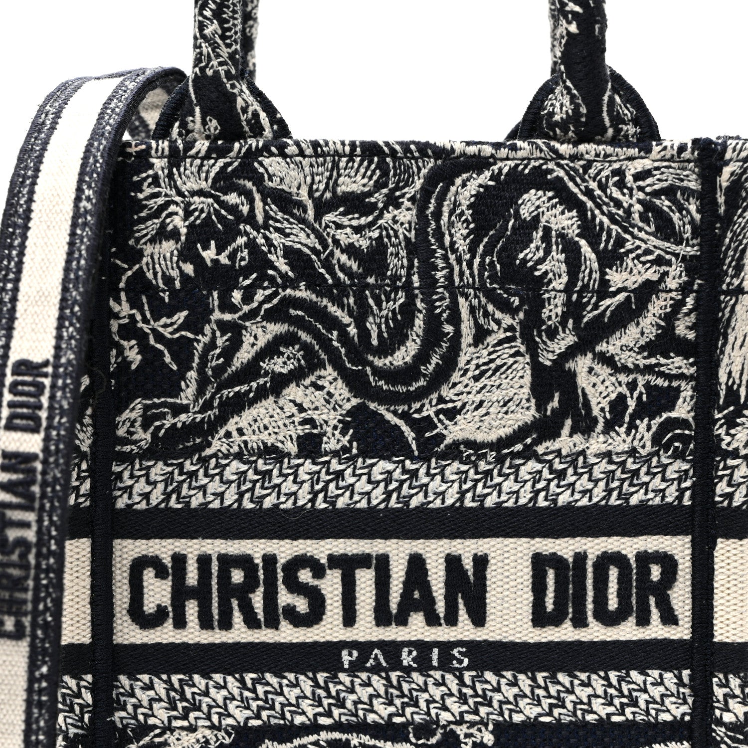 Christian Dior Canvas Toile de Jouy Reverse Embroidered Mini Book Tote Phone Bag Blue 7 of 9