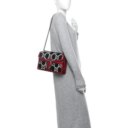 Gucci Tweed GG Monogram Small Dionysus Shoulder Bag Black White Romantic Cherry 2 of 12
