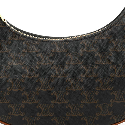 Celine Triomphe Canvas Calfskin Ava Shoulder Bag Tan 8 of 10