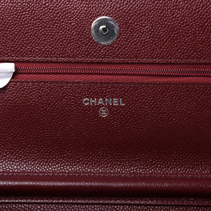 Chanel Caviar Quilted Wallet On Chain WOC Dark Red 8 of 12