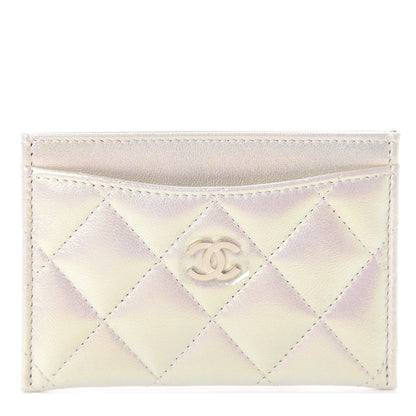 Chanel Iridescent Lambskin Quilted Card Holder Ivory 1 of 8