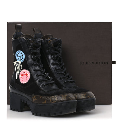 Louis Vuitton Suede Calfskin Monogram World Tour Platform Desert Boots 36.5 Black 14 of 14