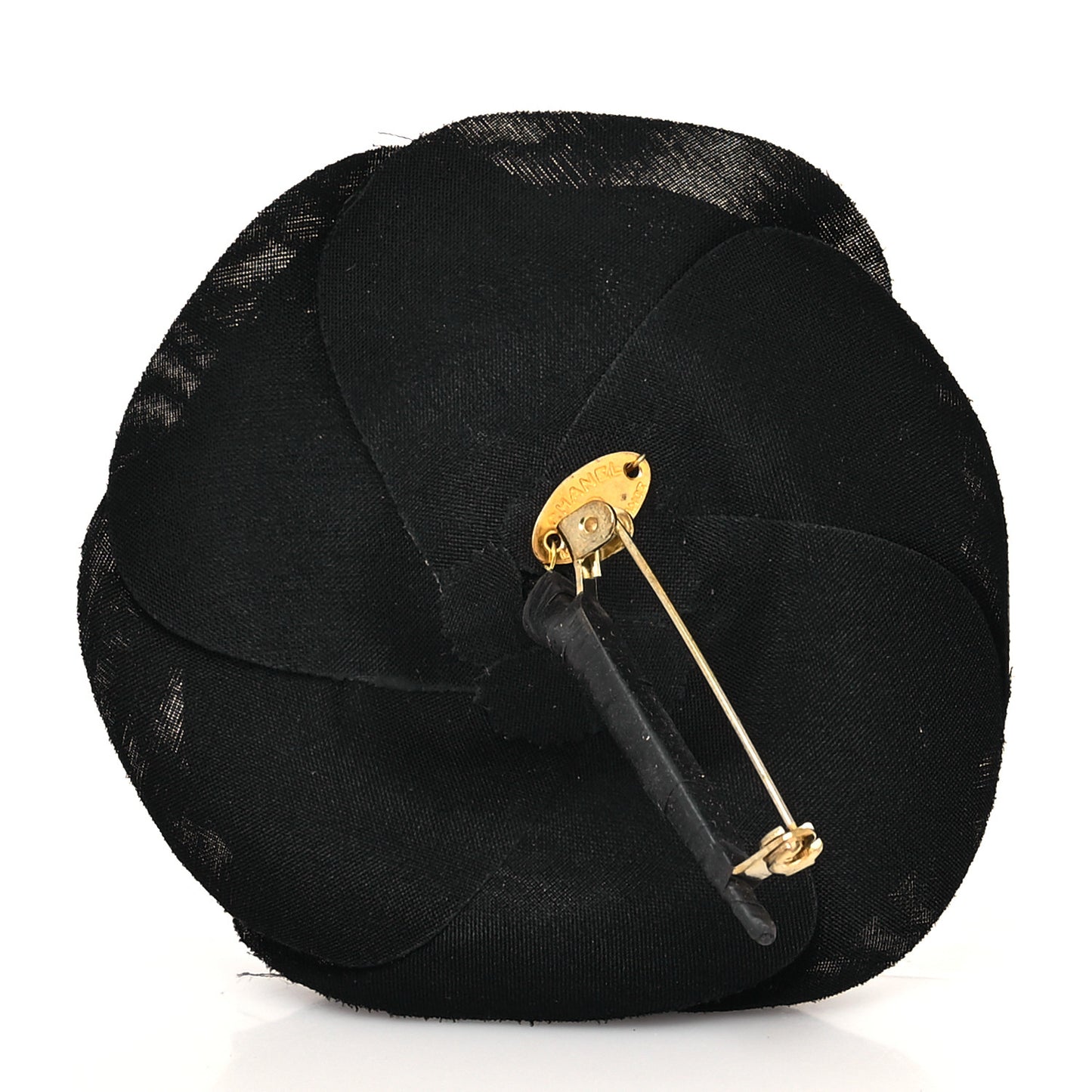 Silk Taffeta Camellia Brooch Pin Black
