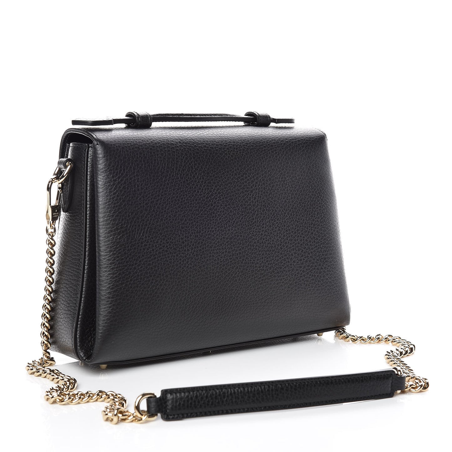 Dollar Calfskin Interlocking G Top Handle Shoulder Bag Black