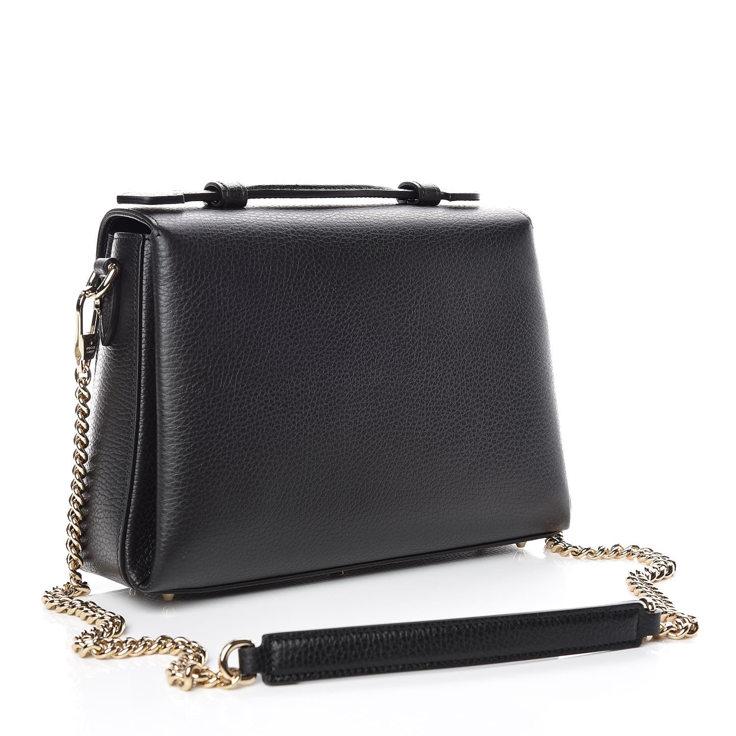 Gucci Dollar Calfskin Interlocking G Top Handle Shoulder Bag Black 3 of 8