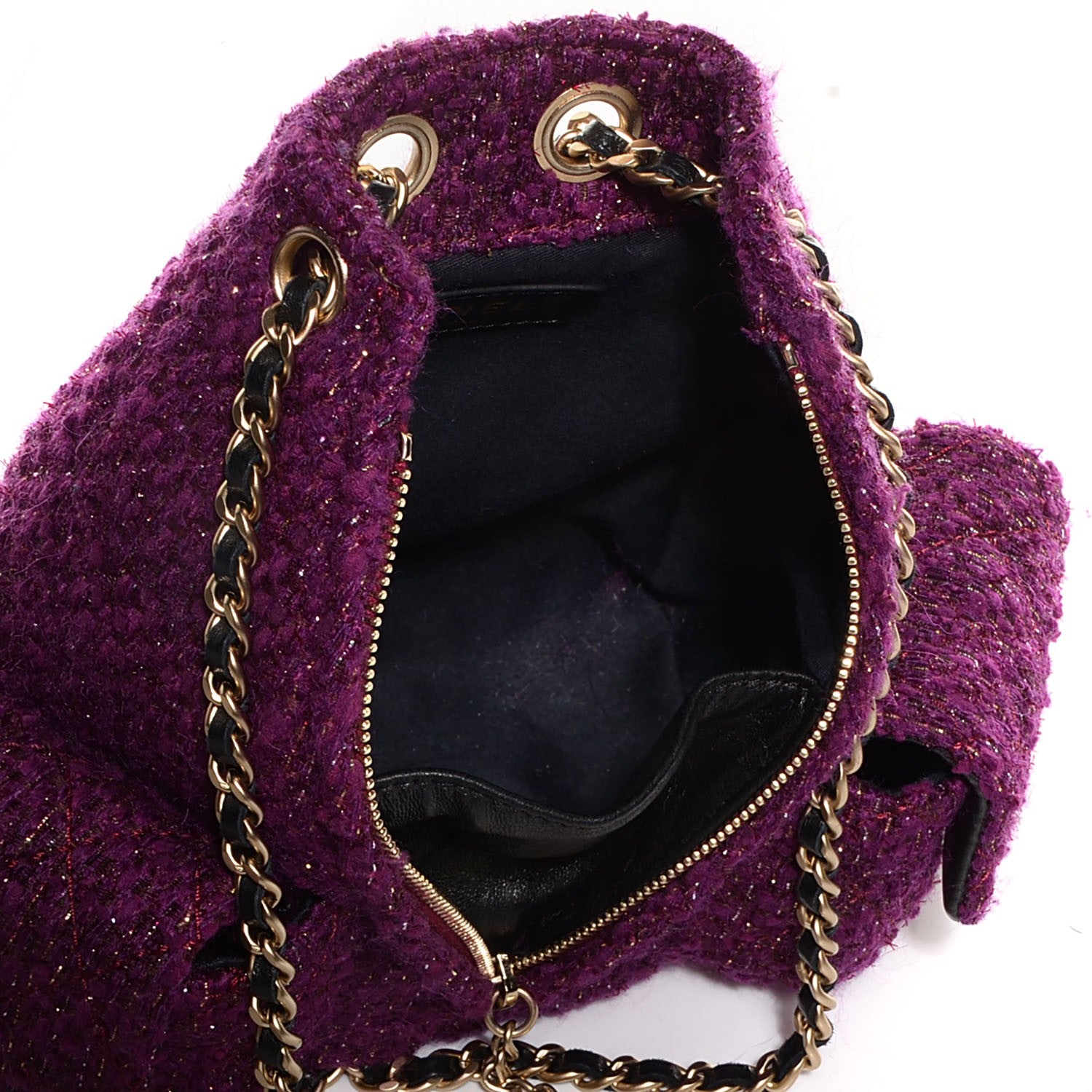 Chanel Tweed Mini Backpack is Back Plum 5 of 7
