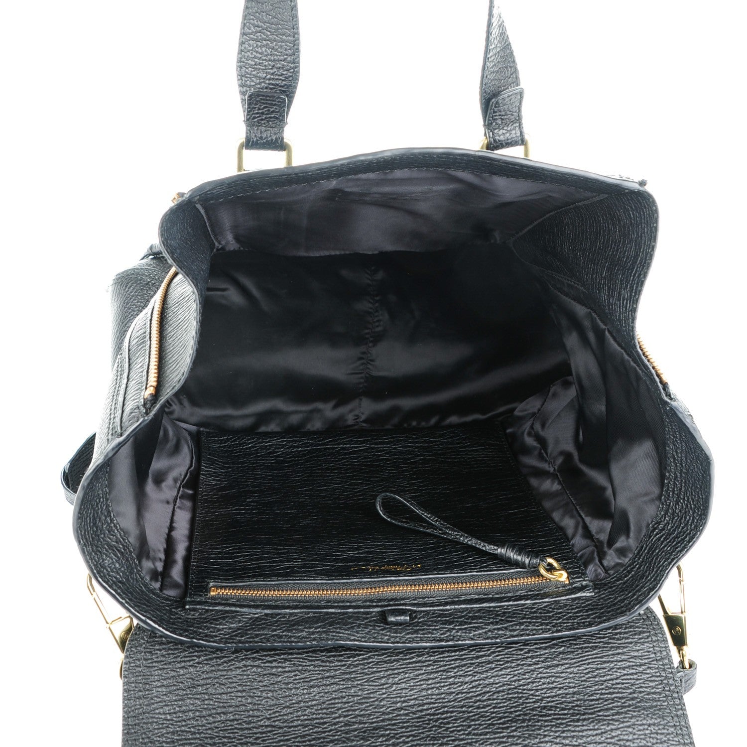 3.1 Phillip Lim 3.1 Textured Calfskin Medium Pashli Satchel Black 5 of 8