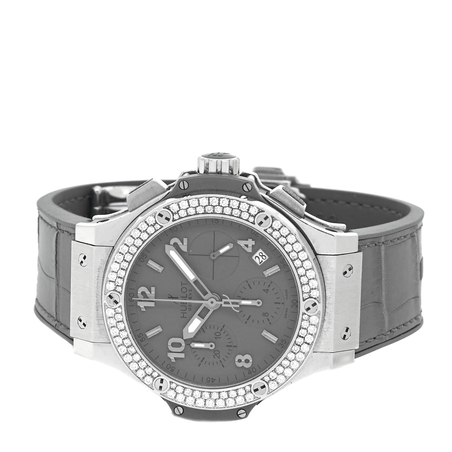 Stainless Steel Alligator Diamond Pave Bezel 41mm Big Bang Automatic Watch Grey 342.ST.5010.LR.1104