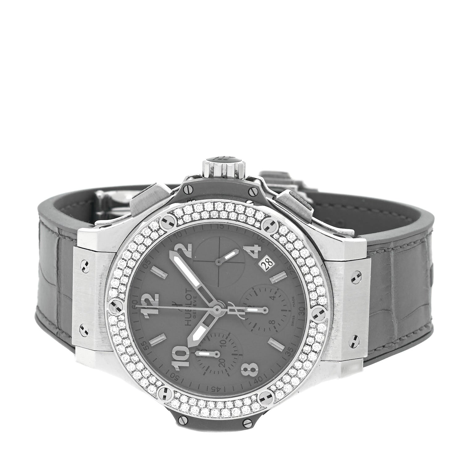 Hublot Stainless Steel Alligator Diamond Pave Bezel 41mm Big Bang Automatic Watch Grey 342.ST.5010.LR.1104 2 of 4