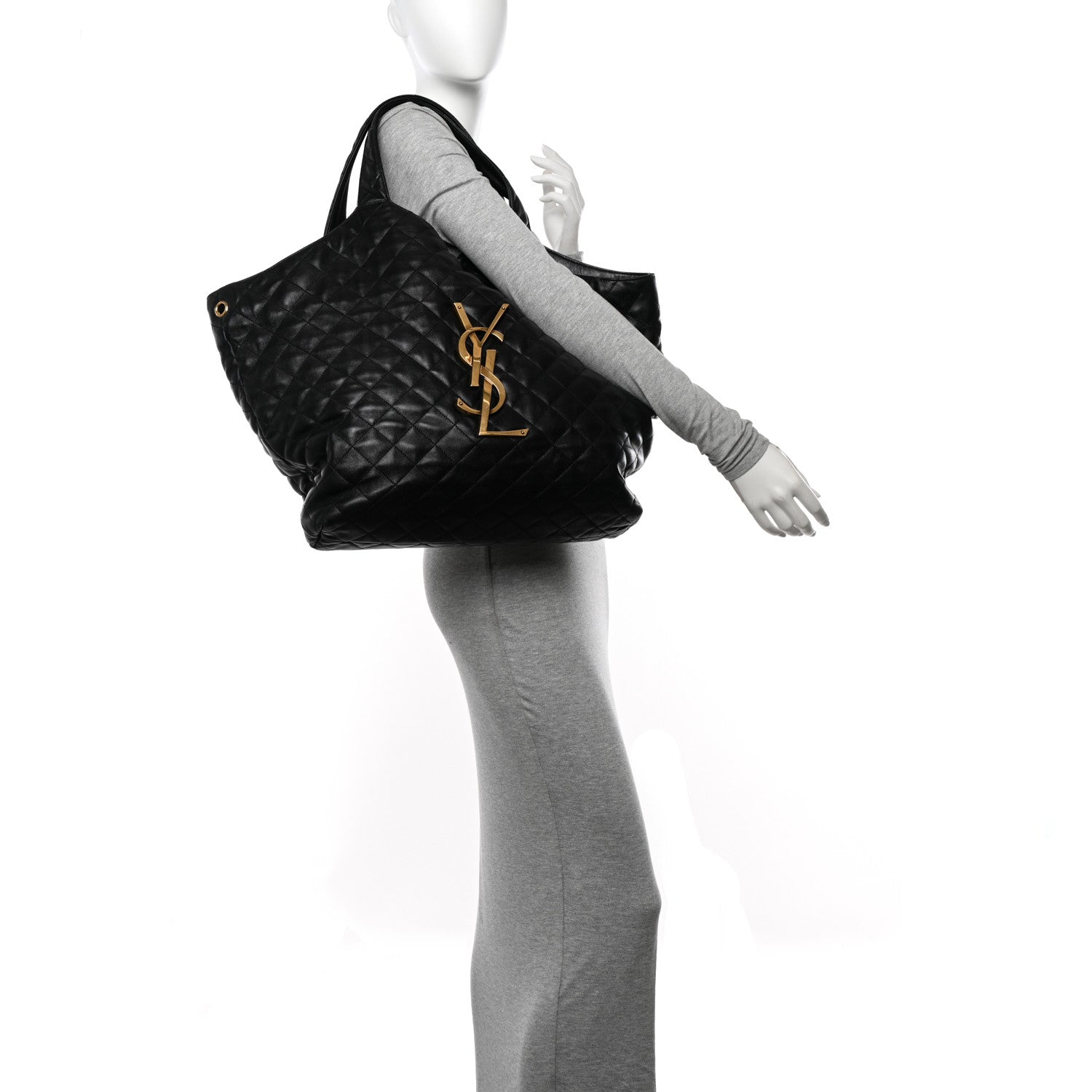 Saint Laurent Lambskin Quilted Maxi Icare Shopping Tote Black 2 of 11