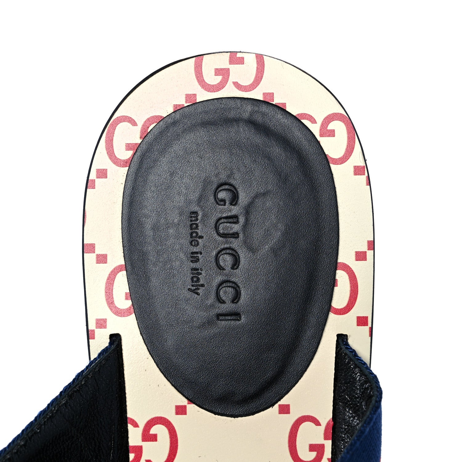 Gucci Nylon Calfskin Sylvie Web GG Monogram Womens Thong Sandals 37 Mystic White Hibiscus Red Marine Black 7 of 8