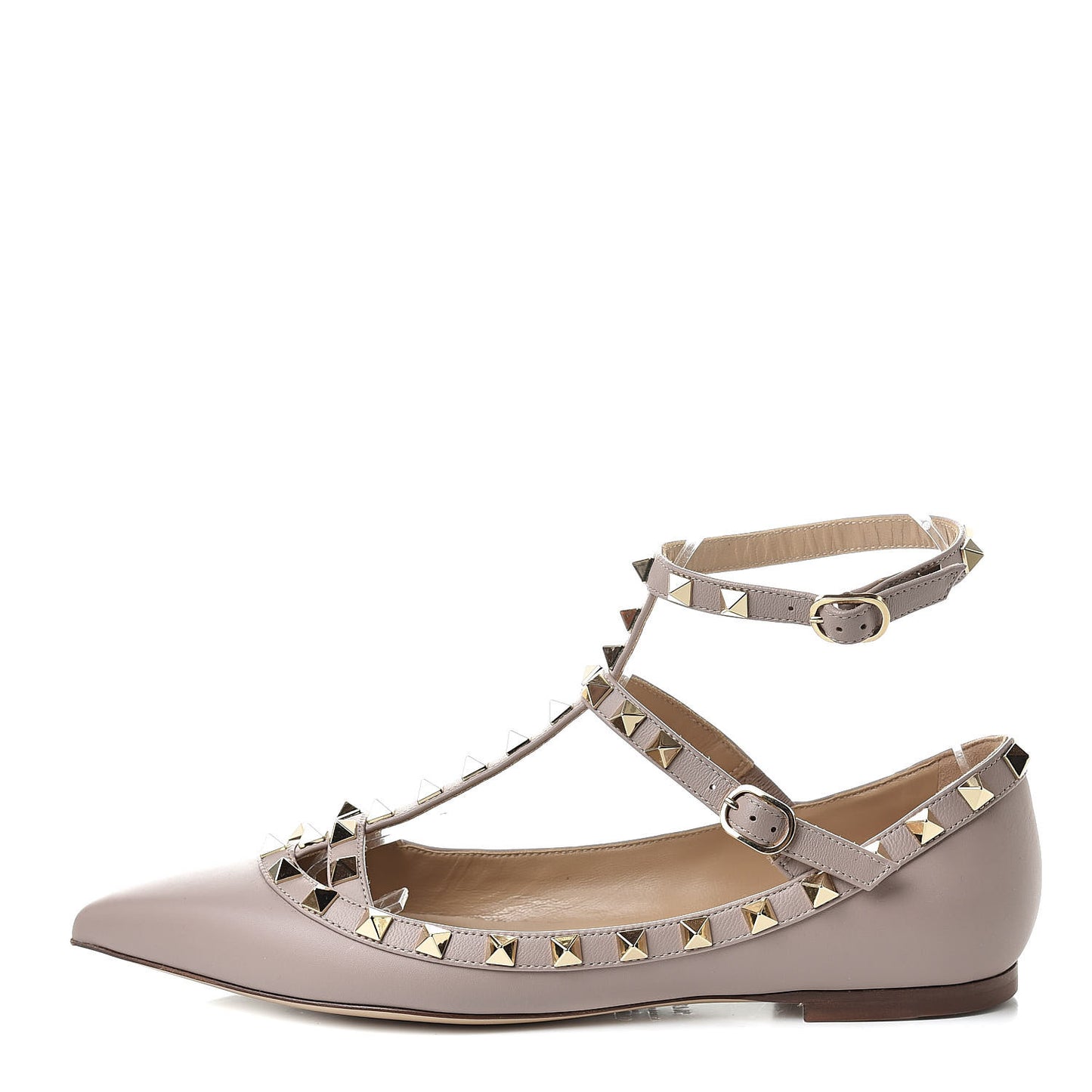 Nappa Rockstud Cage Ballerina Flats 37.5 Poudre