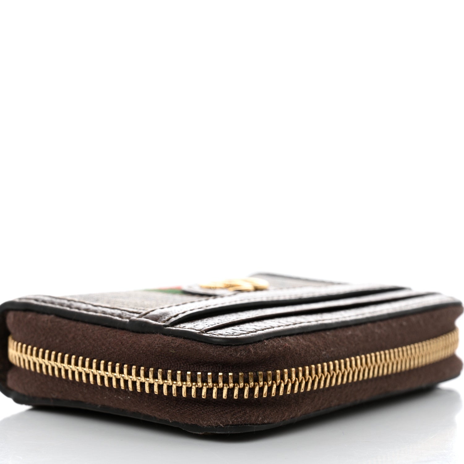 Gucci GG Supreme Monogram Textured Dollar Calfskin Web Ophidia Zip Around Card Case Wallet Beige Ebony New Acero 10 of 11