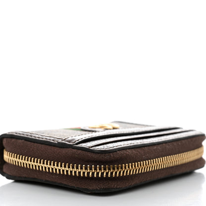 Gucci GG Supreme Monogram Textured Dollar Calfskin Web Ophidia Zip Around Card Case Wallet Beige Ebony New Acero 10 of 11