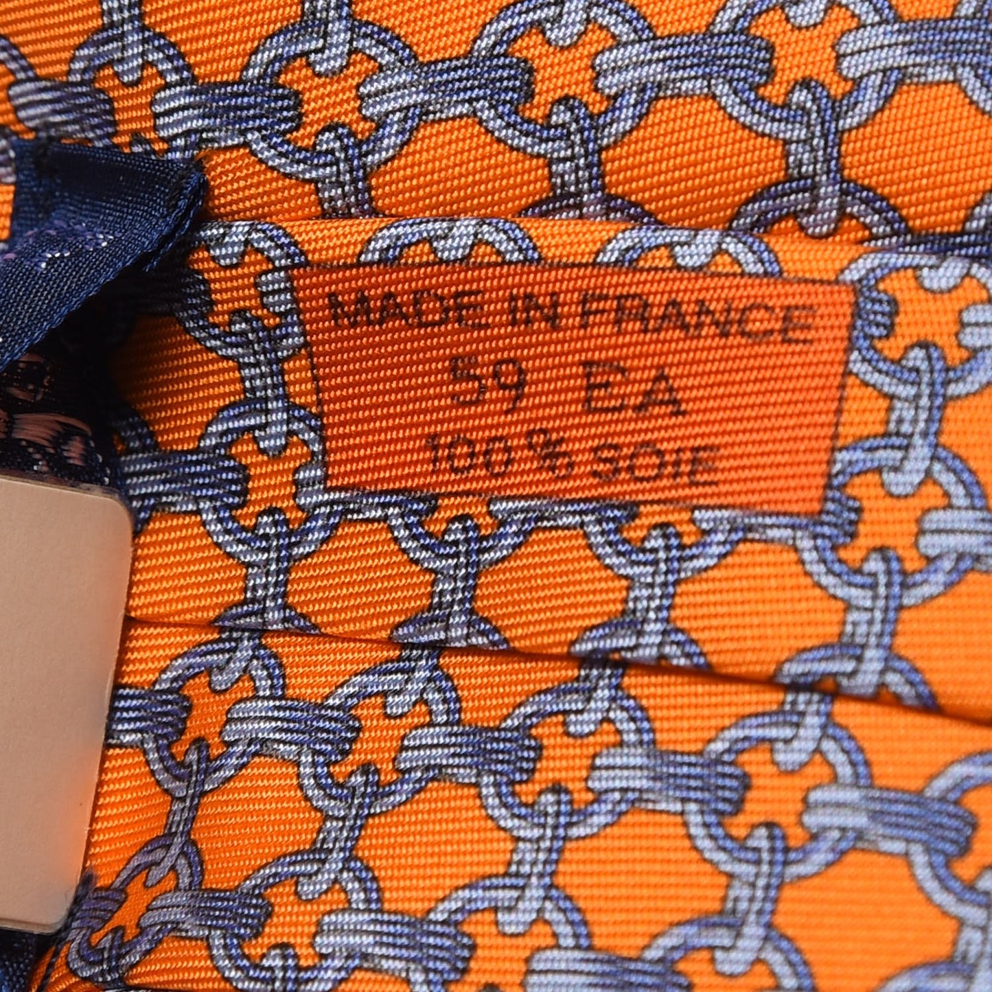 Mens Printed Silk Cinquante Neuf Neck Tie in Orange Ciel