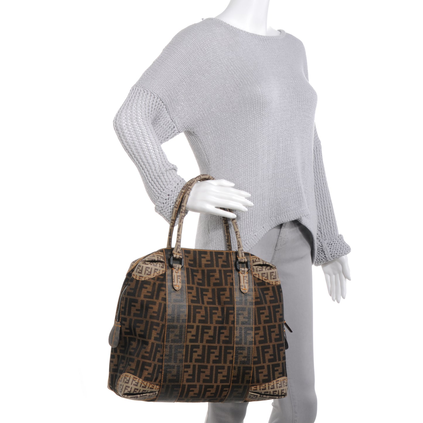 Zucca Zucchino Spalmati Large B Mix Tote Tobacco