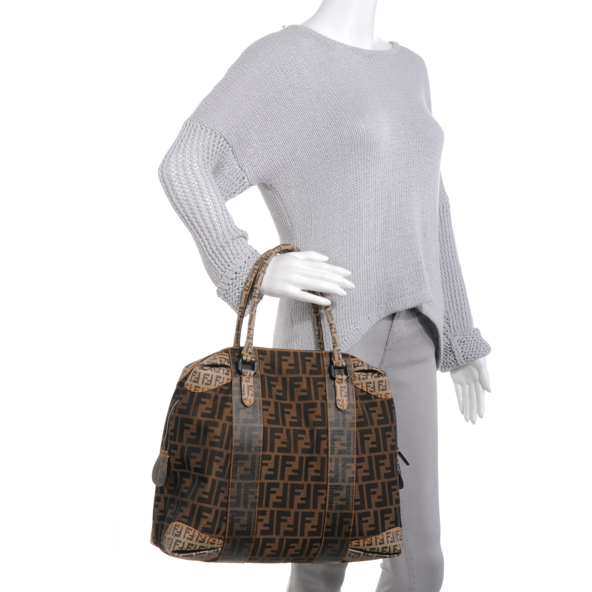Fendi Zucca Zucchino Spalmati Large B Mix Tote Tobacco 2 of 9
