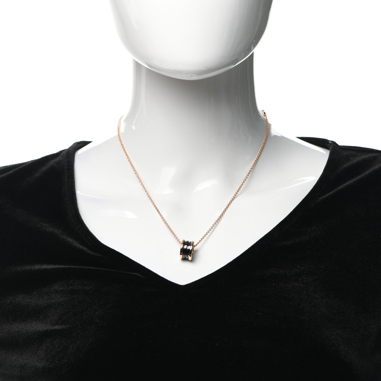 Bulgari 18K Rose Gold Black Ceramic B.Zero1 Pendant Necklace 2 of 5