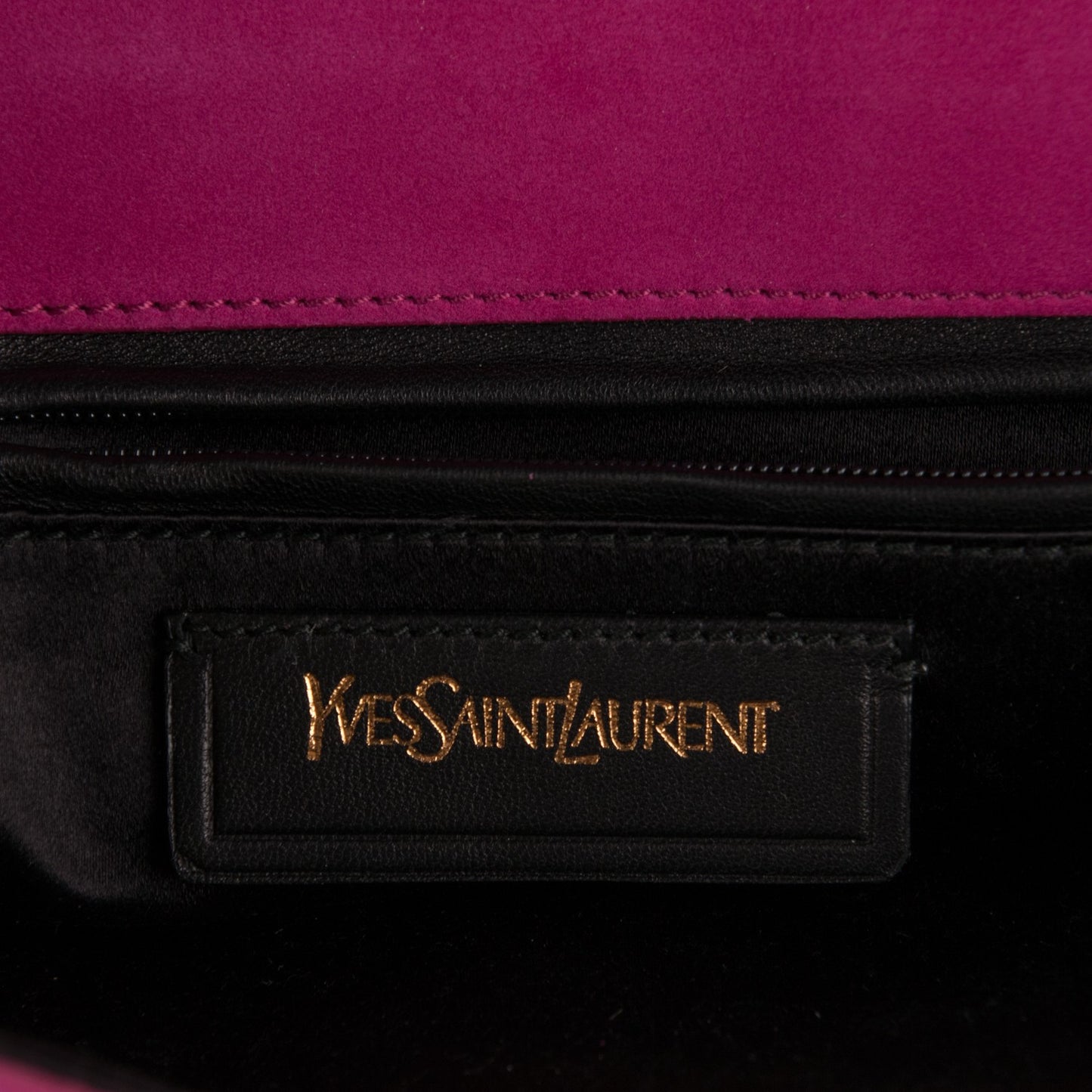 Suede Y Envelope Clutch Fuchsia