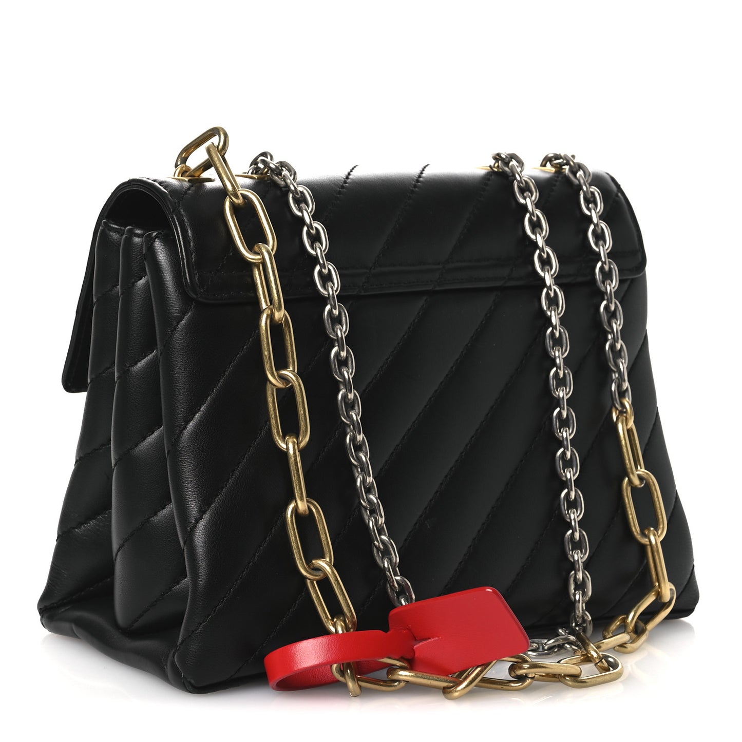 Calfskin Diagonal Quilted Jackhammer 24 Shoulder Bag Black