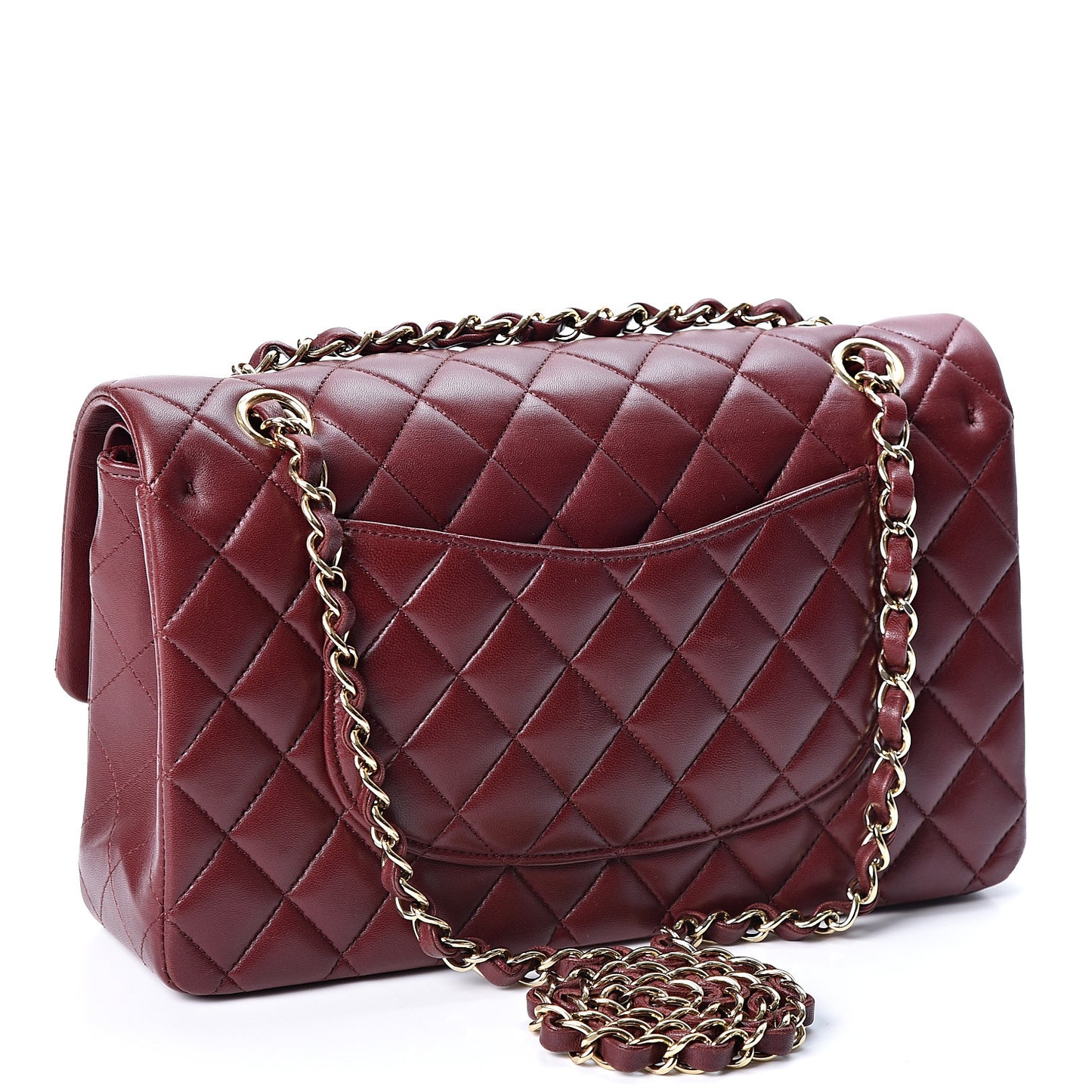 Lambskin Quilted Medium Double Flap Burgundy