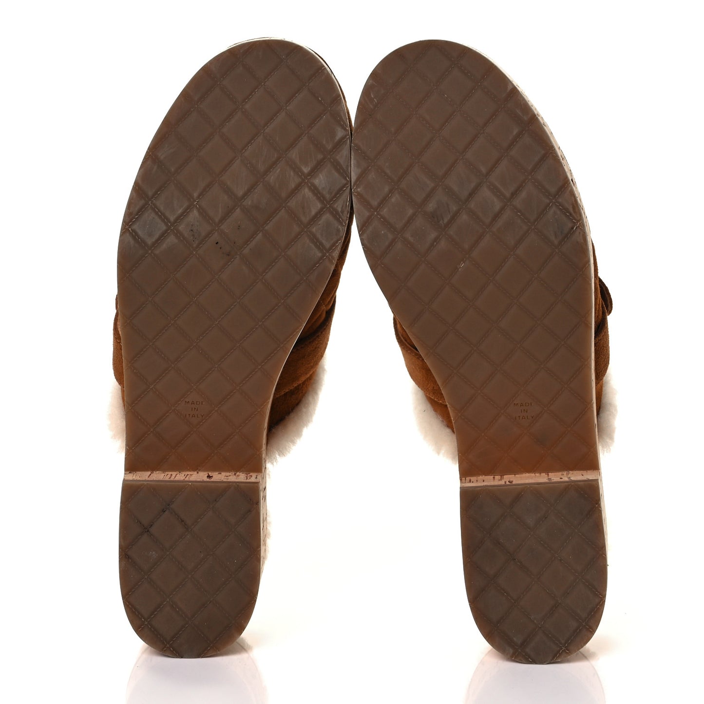 Suede Calfskin Shearling Turn Lock Clogs 40 Brown