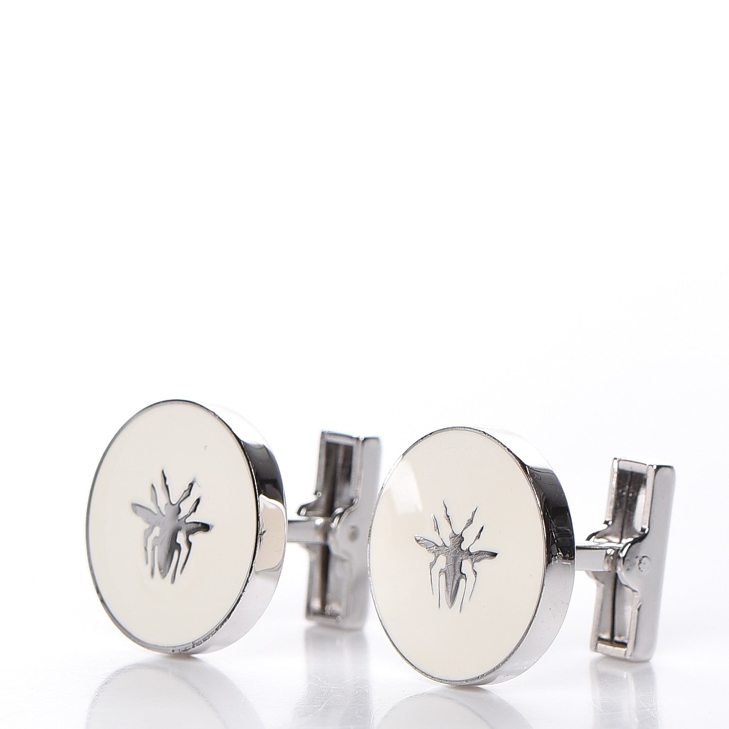 Christian Dior Homme Lacquer Bee Cufflinks Palladium 3 of 7