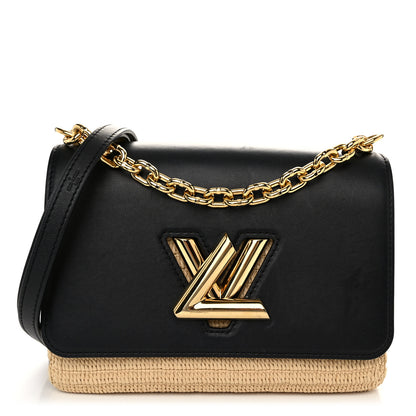 Louis Vuitton Calfskin Raffia Twist Shoulder Bag MM Black 1 of 9