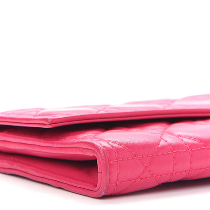 Christian Dior Lambskin Cannage Lady Dior Rendezvous Wallet On Chain Fuchsia 8 of 9