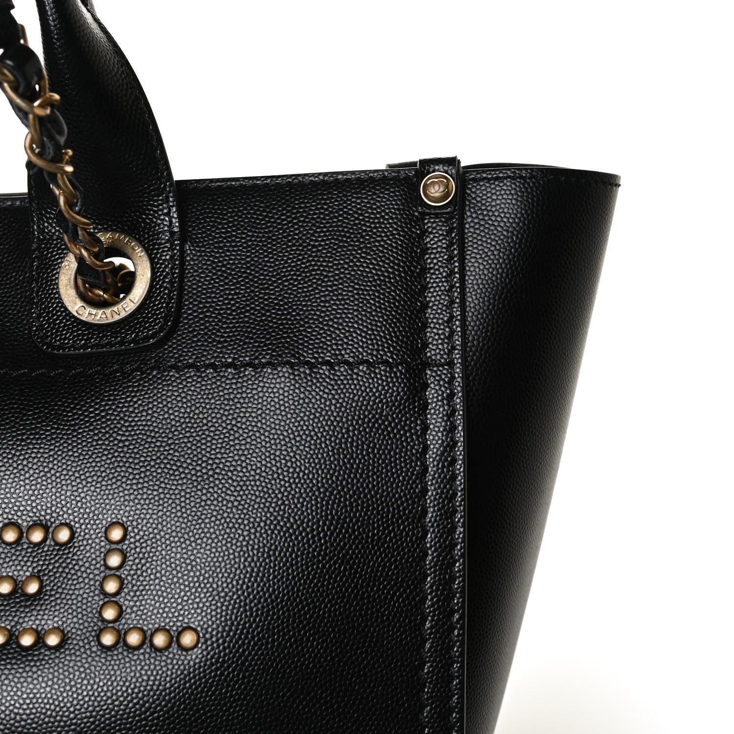 Chanel Caviar Small Studded Deauville Tote Black 12 of 16