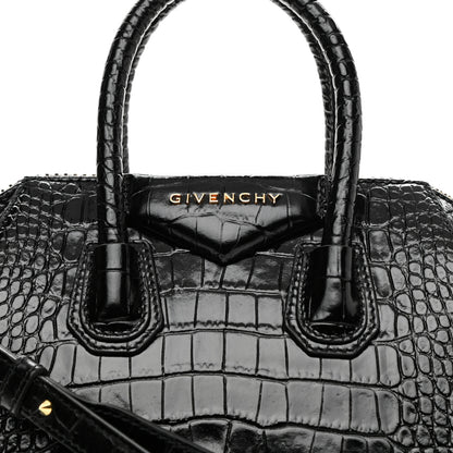 Givenchy Calfskin Crocodile Embossed Mini Antigona Black 8 of 10