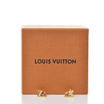 Louis Vuitton Brass Essential V Stud Earrings Gold 5 of 5