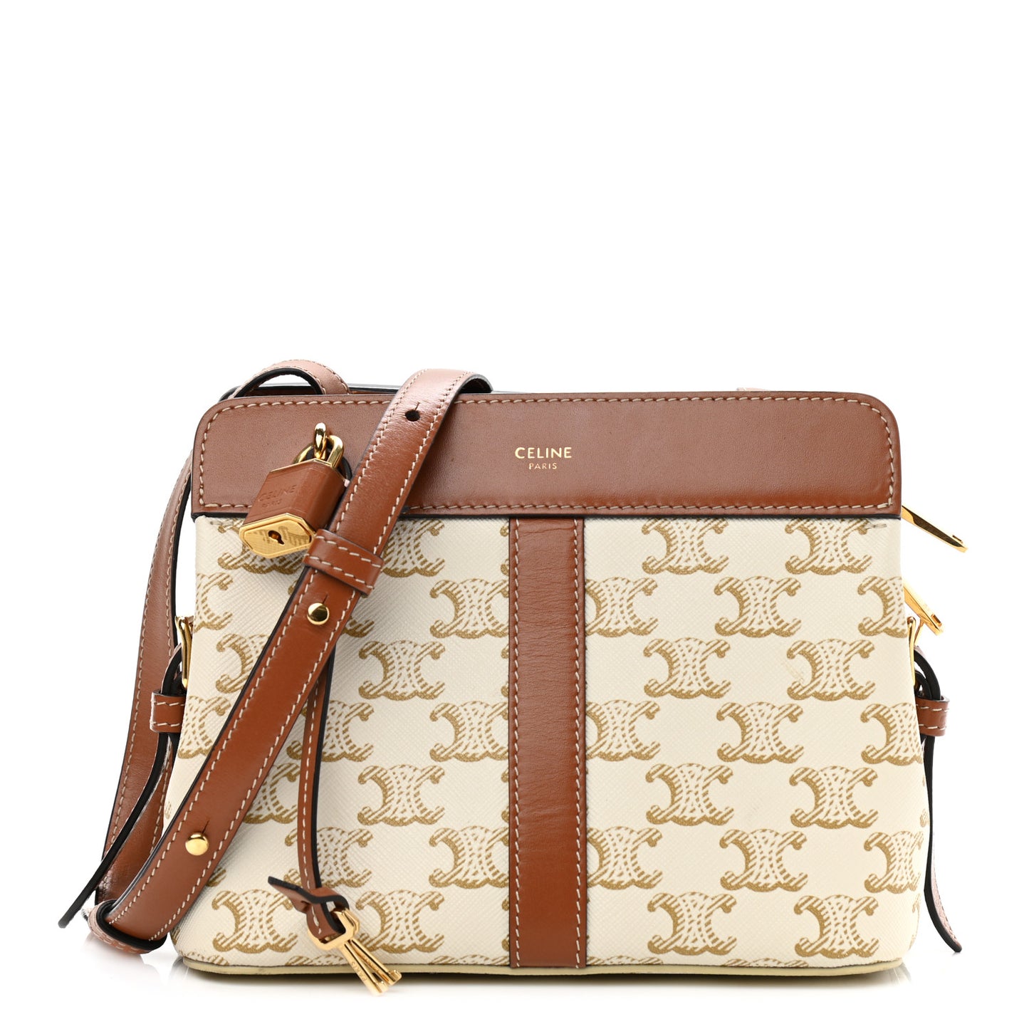 Calfskin Canvas Triomphe Teen Cabas De France White