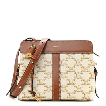 Celine Calfskin Canvas Triomphe Teen Cabas De France White 1 of 10