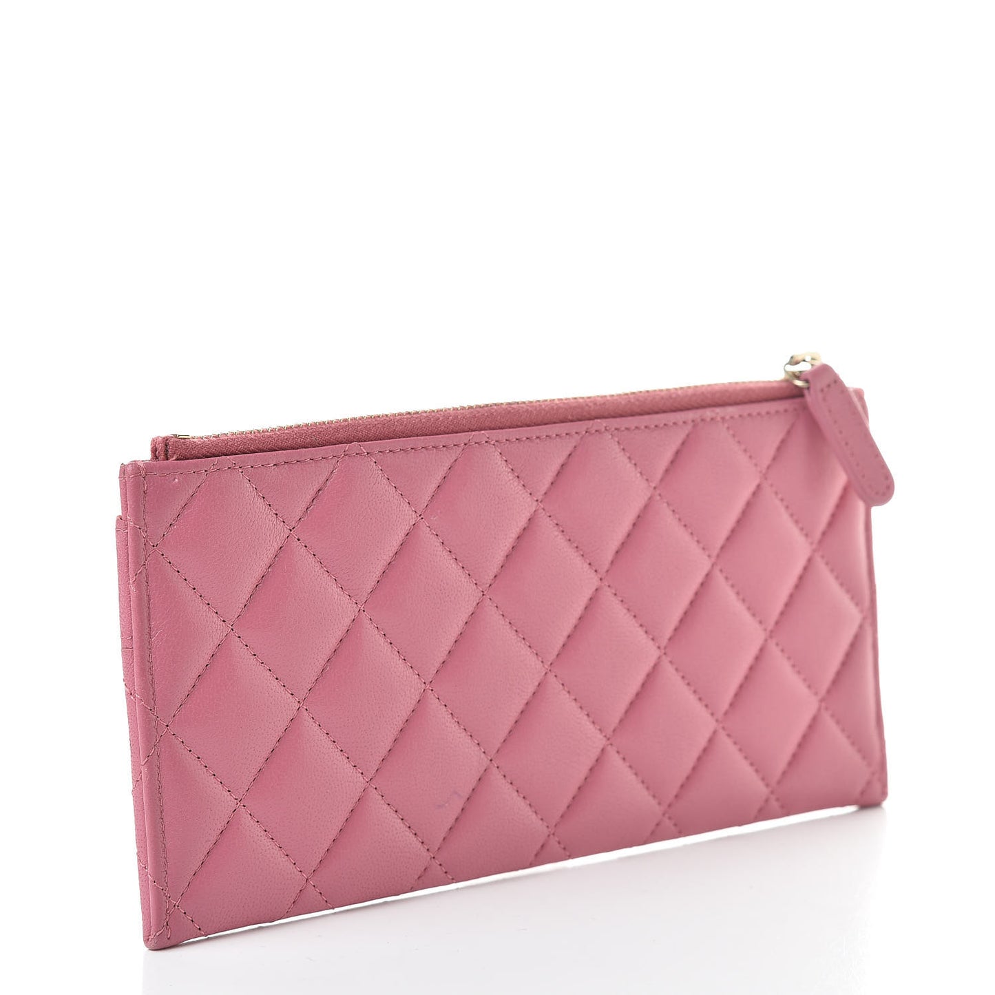 Sheepskin Quilted Mademoiselle Vintage Zip Pouch Pink