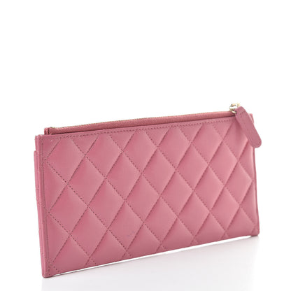 Chanel Sheepskin Quilted Mademoiselle Vintage Zip Pouch Pink 3 of 7