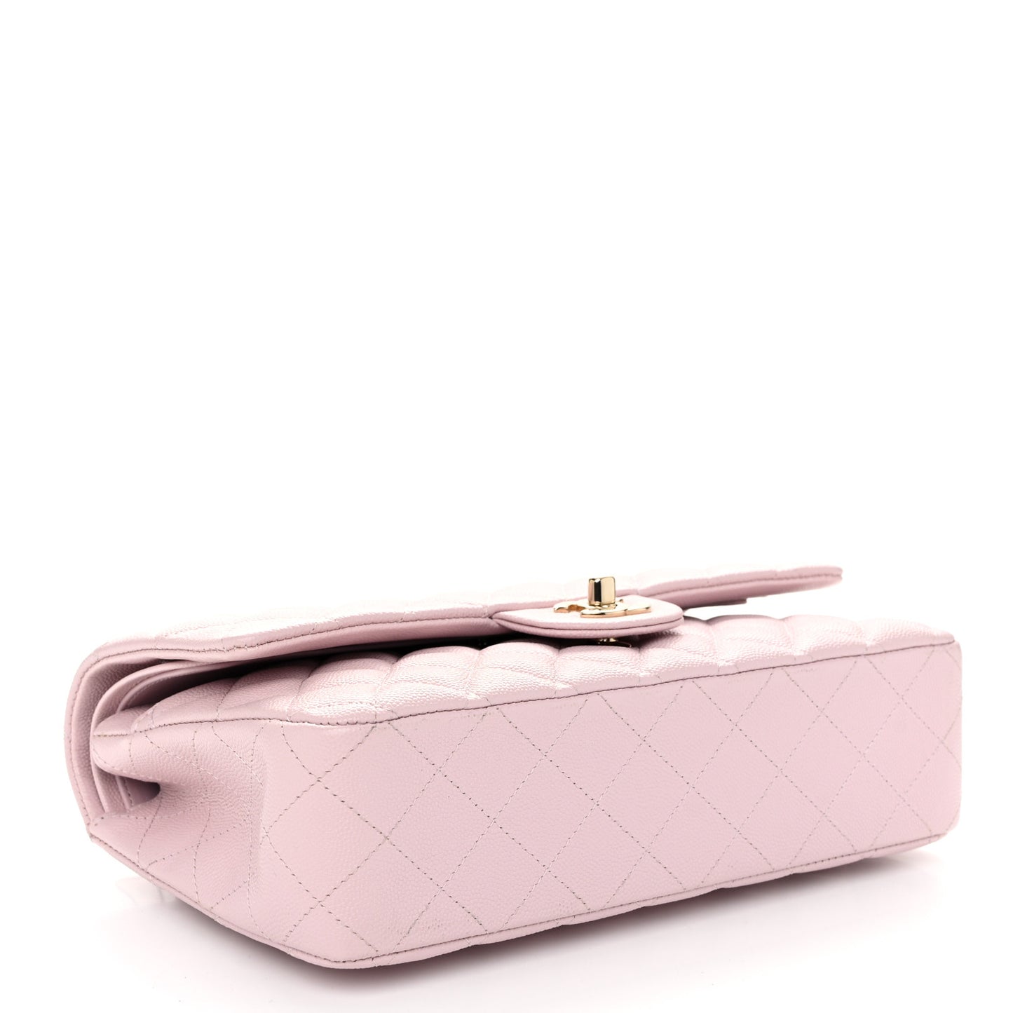 Caviar Quilted Medium Double Flap Light Pink